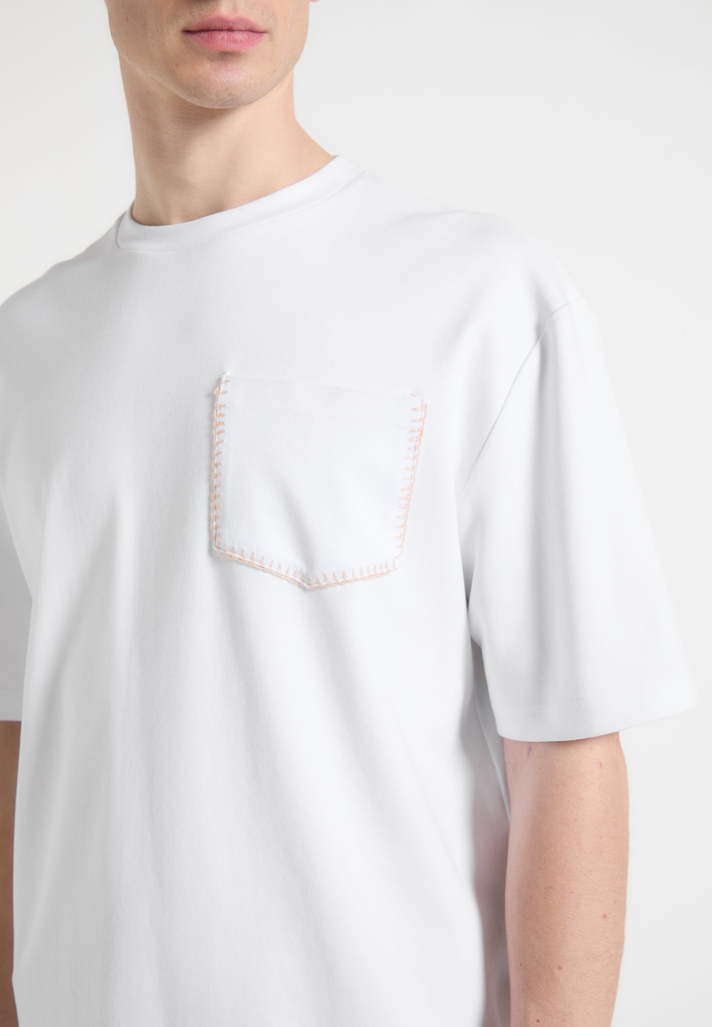 Whipstitch Pocket T-Shirt - White