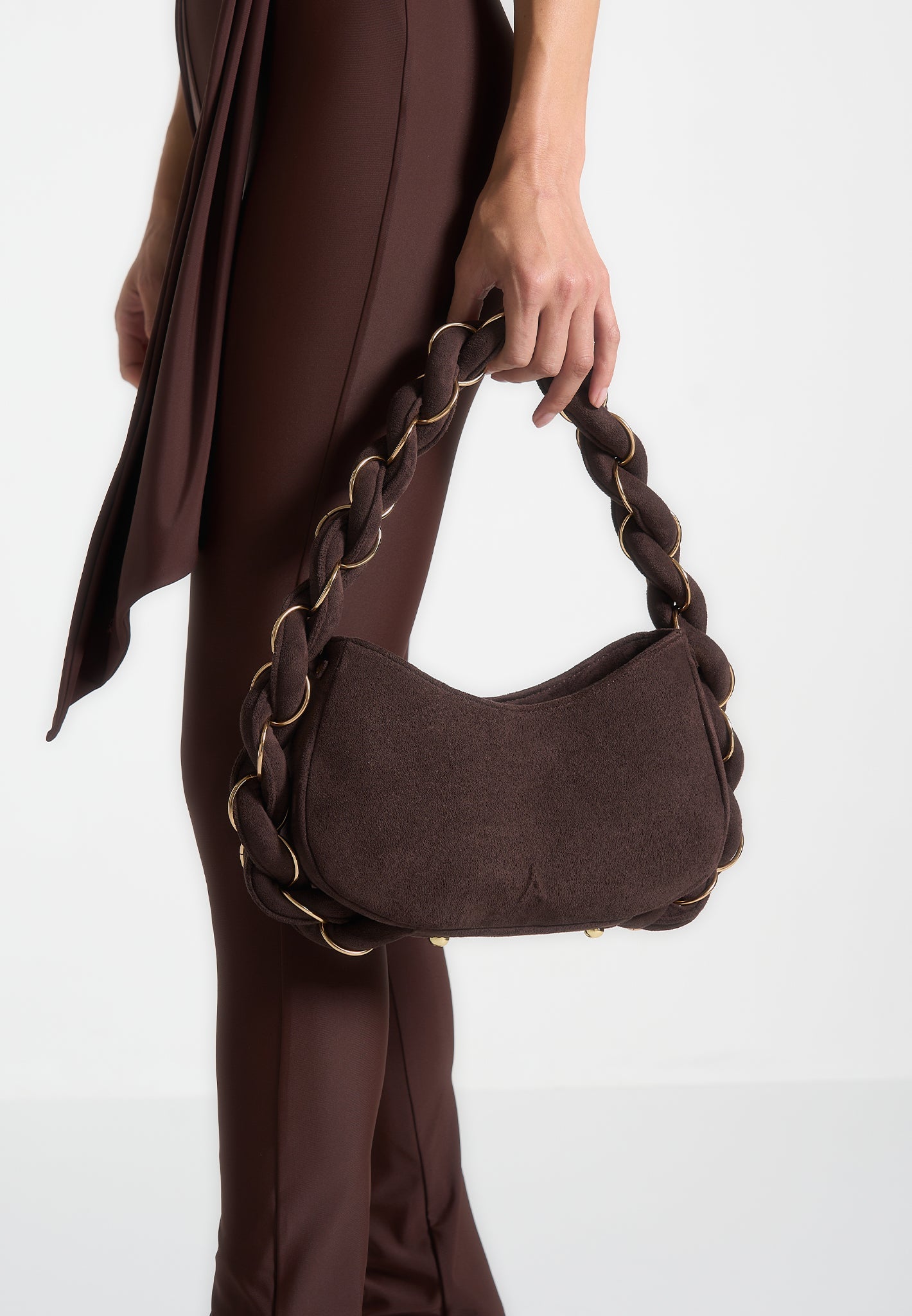 Somme Suede Handbag - Brown