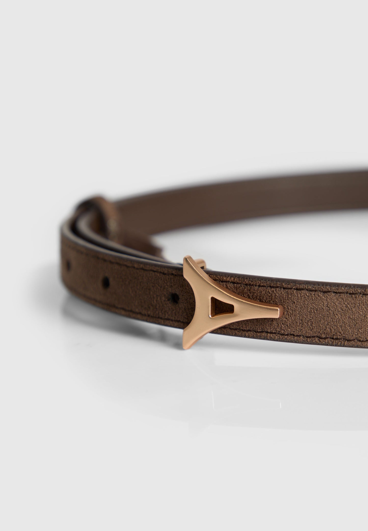 Eiffel Slim Suede Belt - Brown/Gold