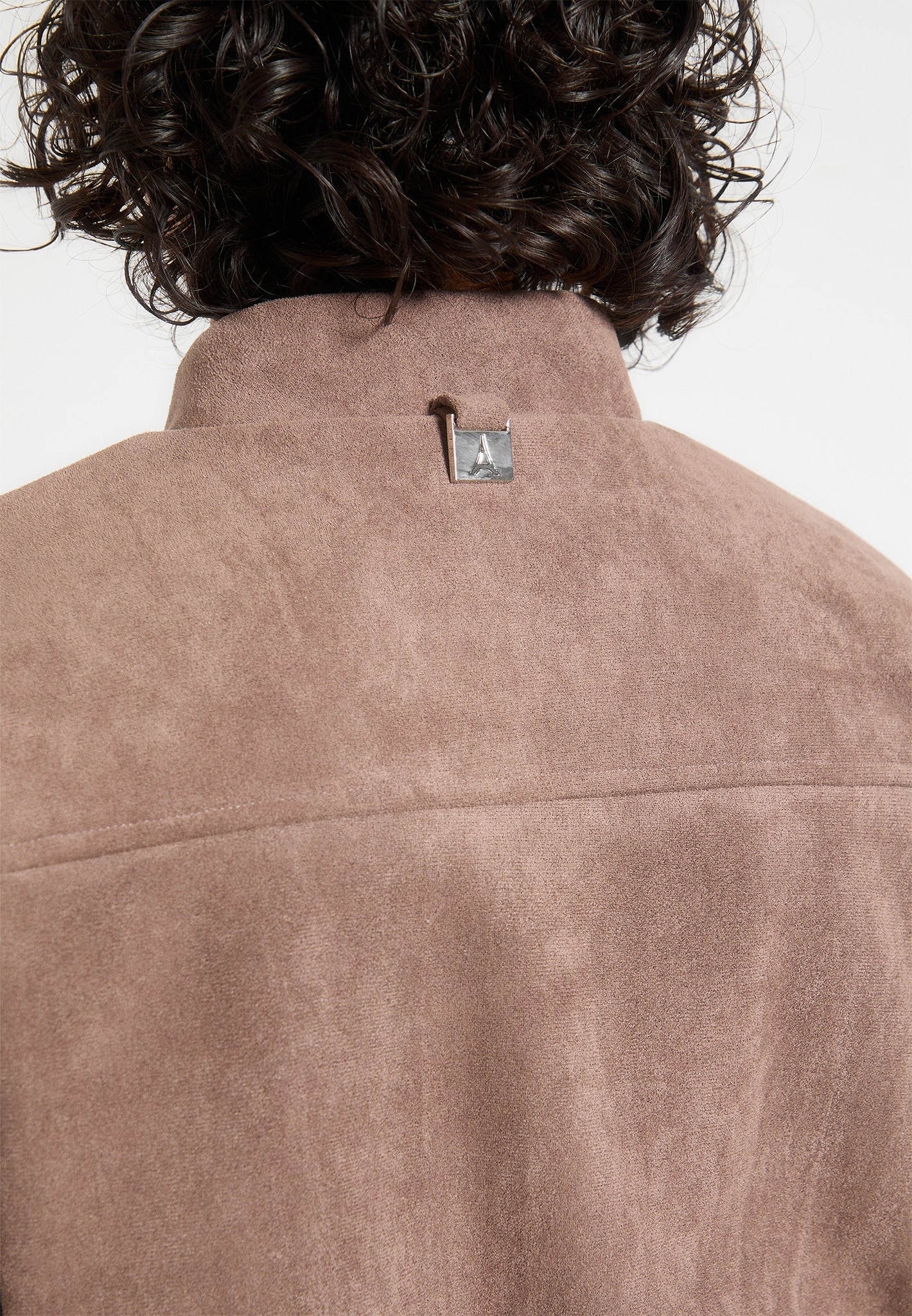 Suede Wide Shoulder Bomber Jacket - Taupe