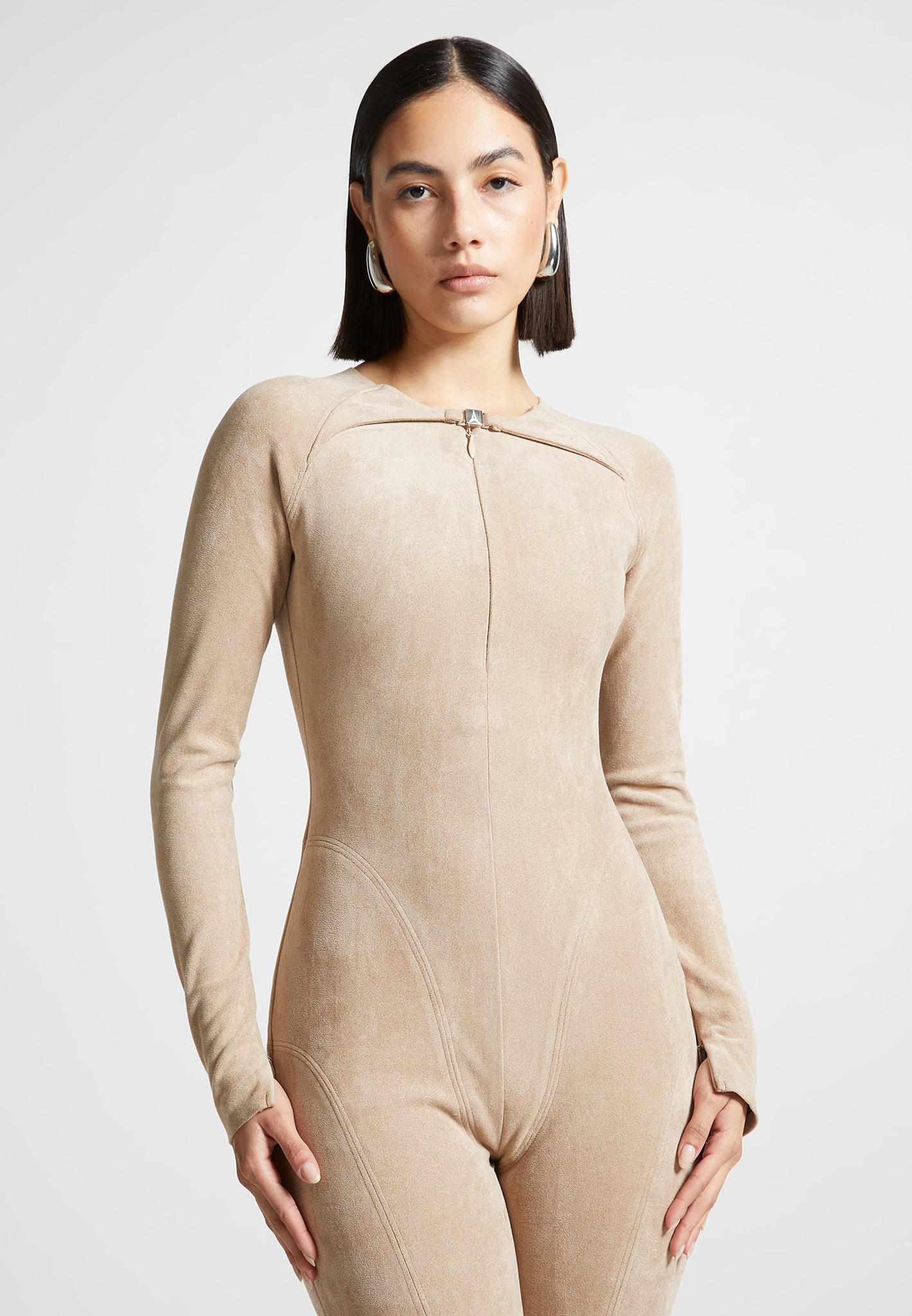Vegan Suede Jumpsuit - Beige