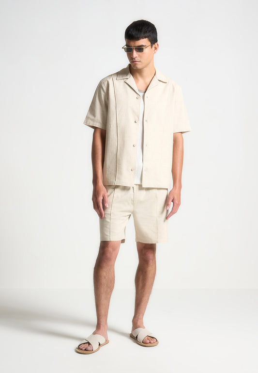 Linen Pintuck Shorts - Natural
