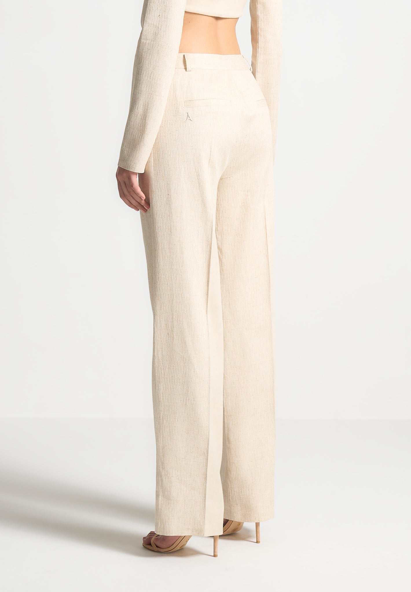 Linen Twin Pleat Trousers - Natural
