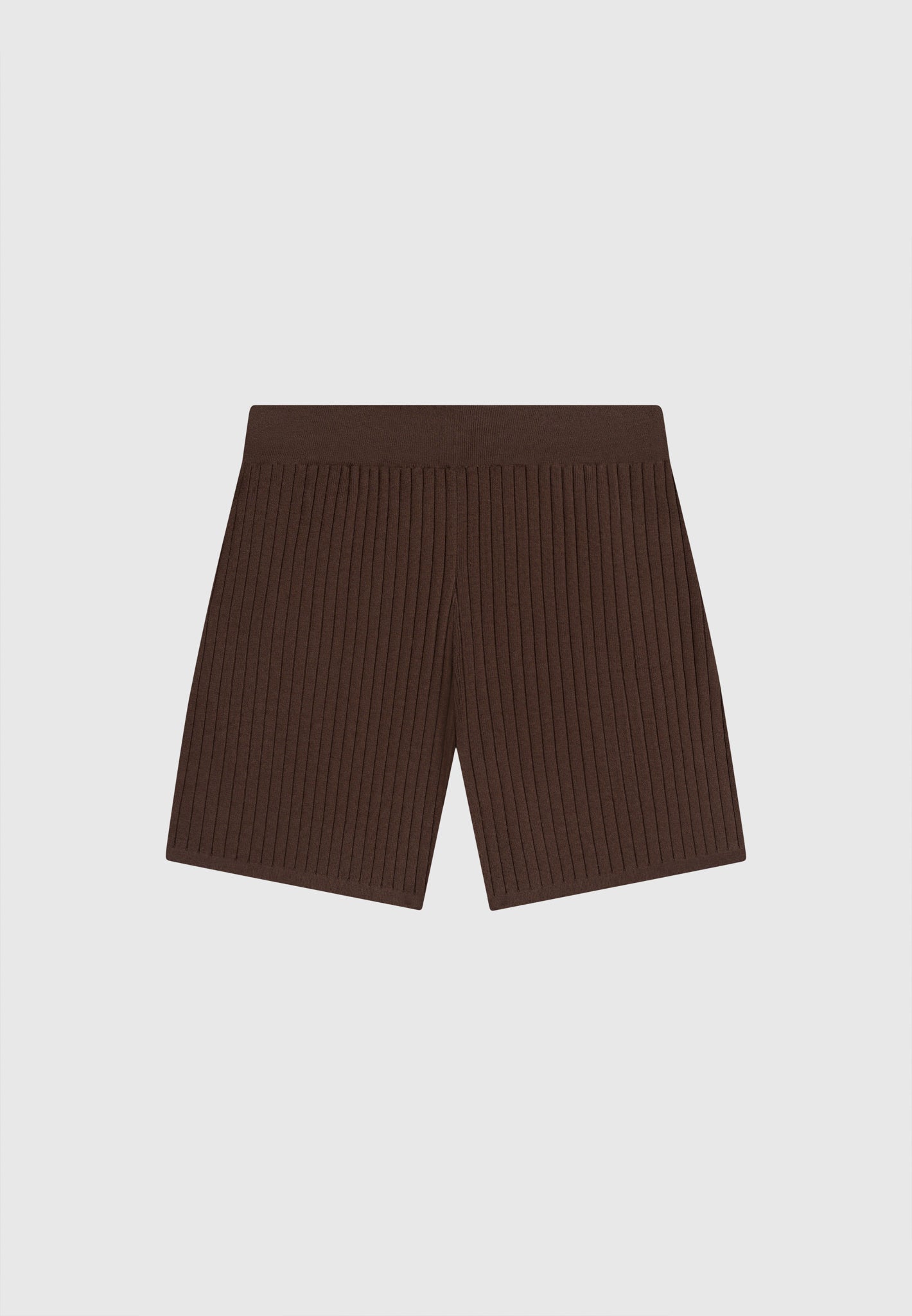 Ribbed Knit Shorts - Brown