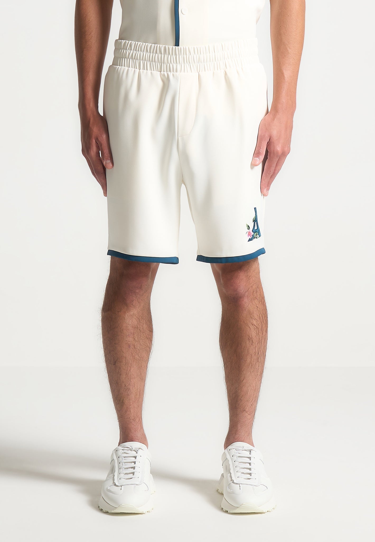 Velvet Eiffel Shorts - Cream/Blue