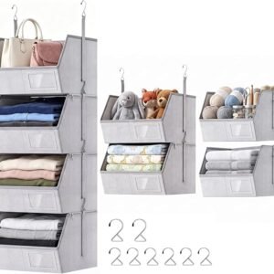 Hanging Closet Organizer, Detachable Hanging Storage Shelves